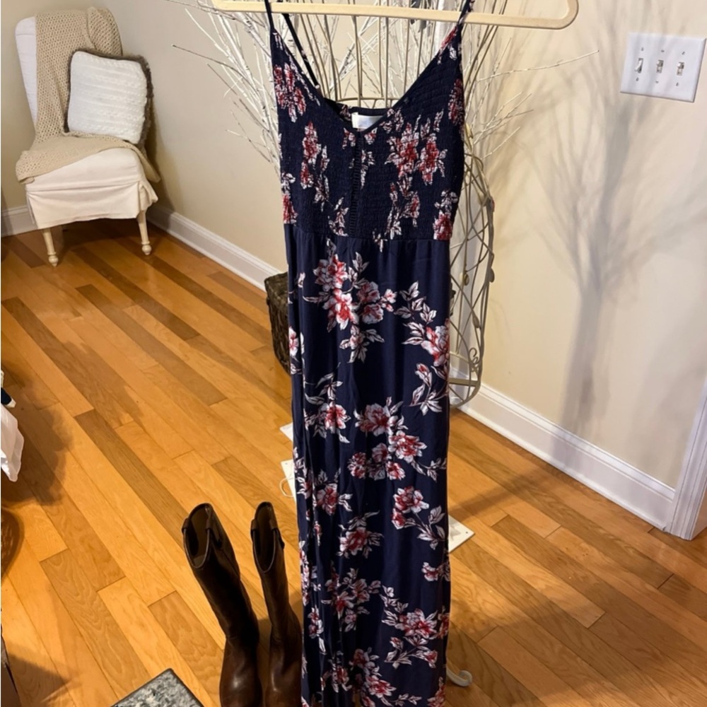 Source Unknown Navy Floral Maxi Dress